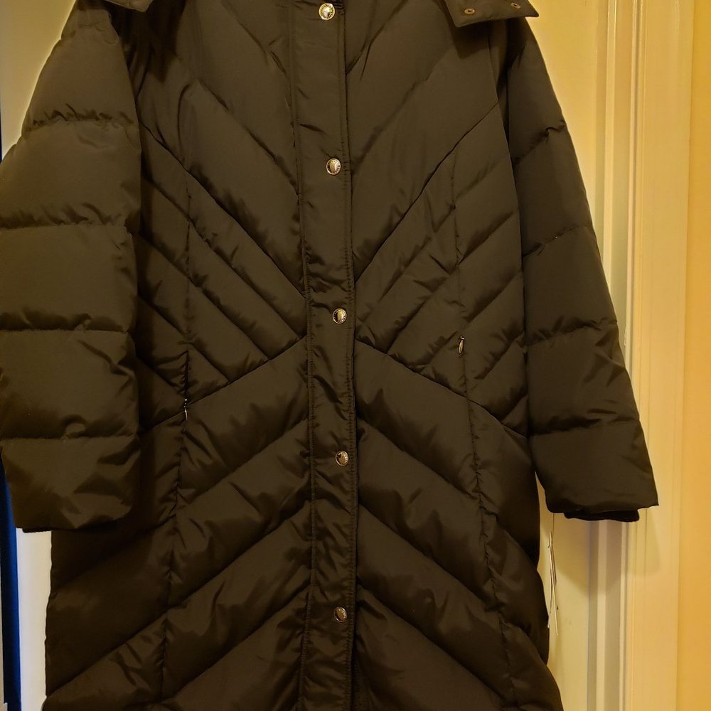 NEW! London Fog Coat with hood/collar/placket/Size 0X/ Black/ Retail $320.